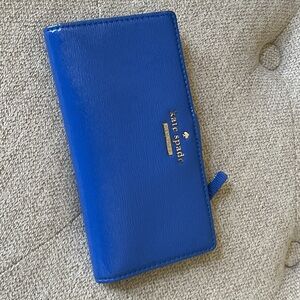 Kate Spade Cobalt Blue Wallet with Snap Closure and side Zipper